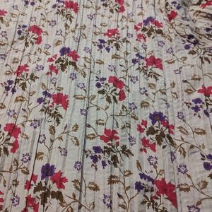 Just My Size Womens 2X Floral Pleated Button Up Blouse Cream Pink Long Sleeve
